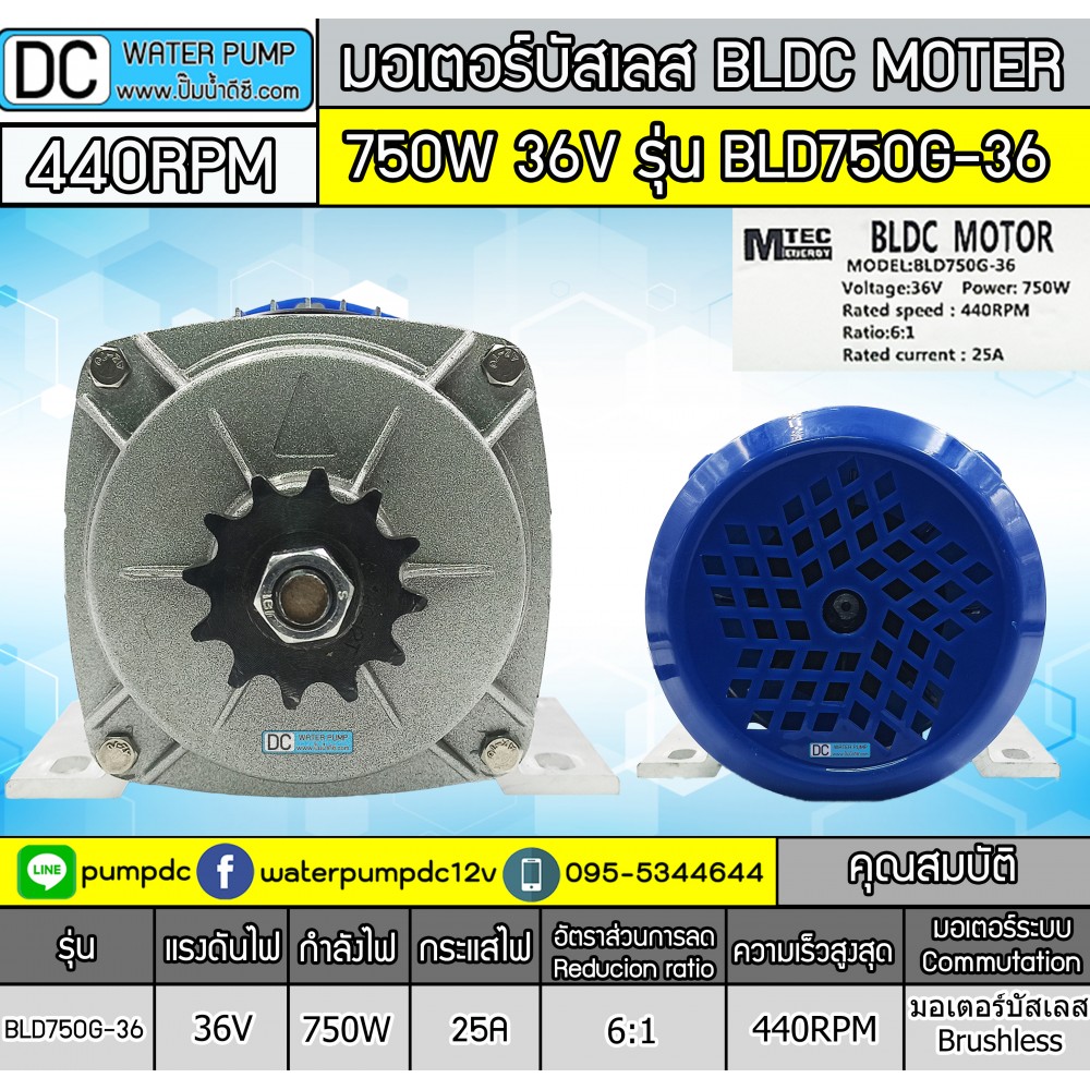 มอเตอร์บัสเลส (เกียร์ทด) DC36V 750W (พร้อมกล่องคอนโทรล)